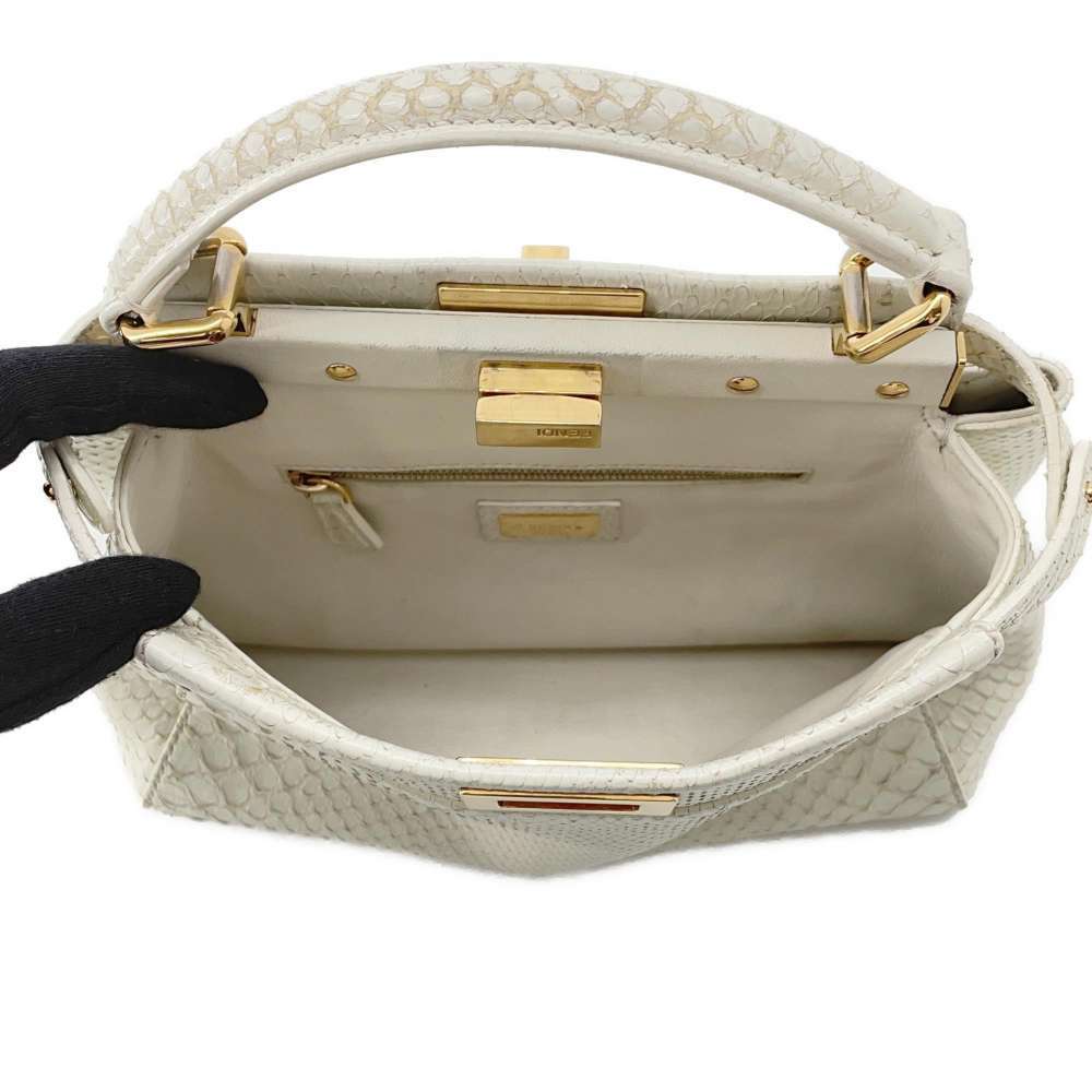 Fendi Mini Peekaboo Python 2way Shoulder Bag White - image 6